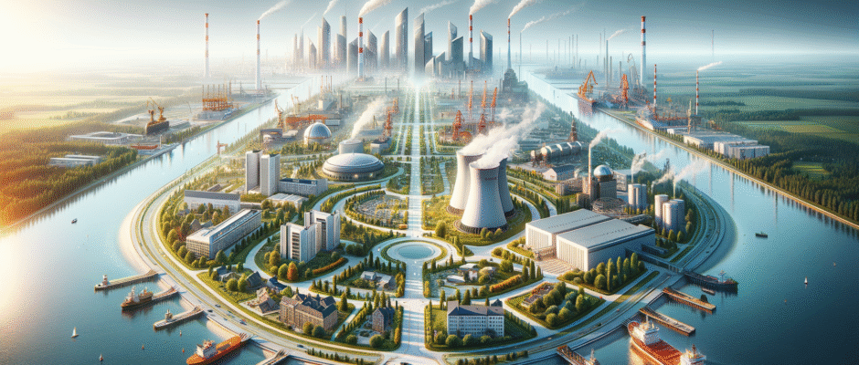 Dynamiczny rozwój biznesu w województwie śląskim, przedstawiający nowoczesne biurowce w Katowicach oraz lokalne inicjatywy gospodarcze.