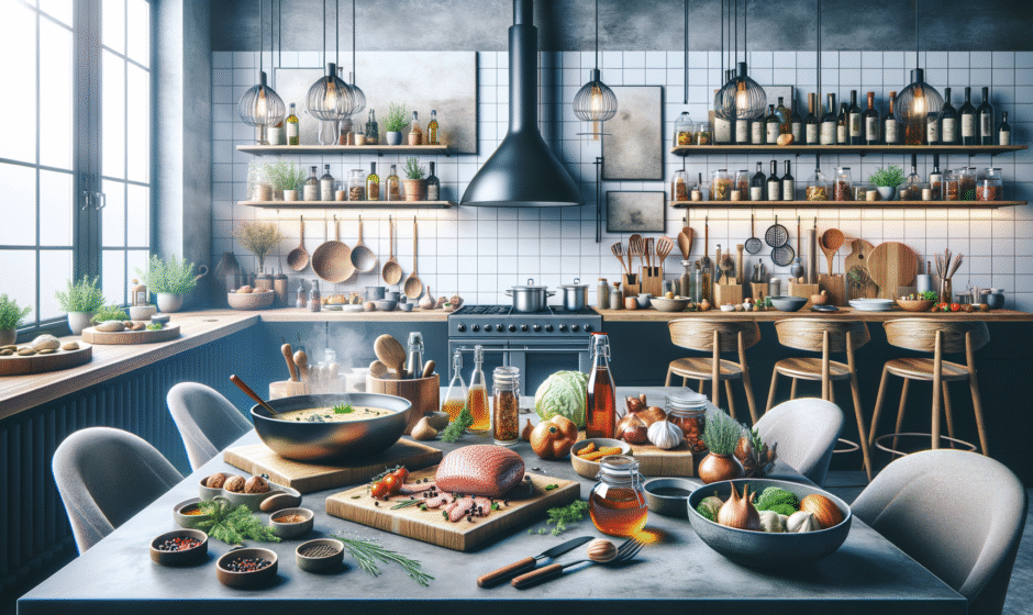 Regionalne potrawy śląskie, w tym żur śląski i kluski śląskie, serwowane w urokliwej restauracji w Katowicach, podkreślają kulinarne dziedzictwo regionu.